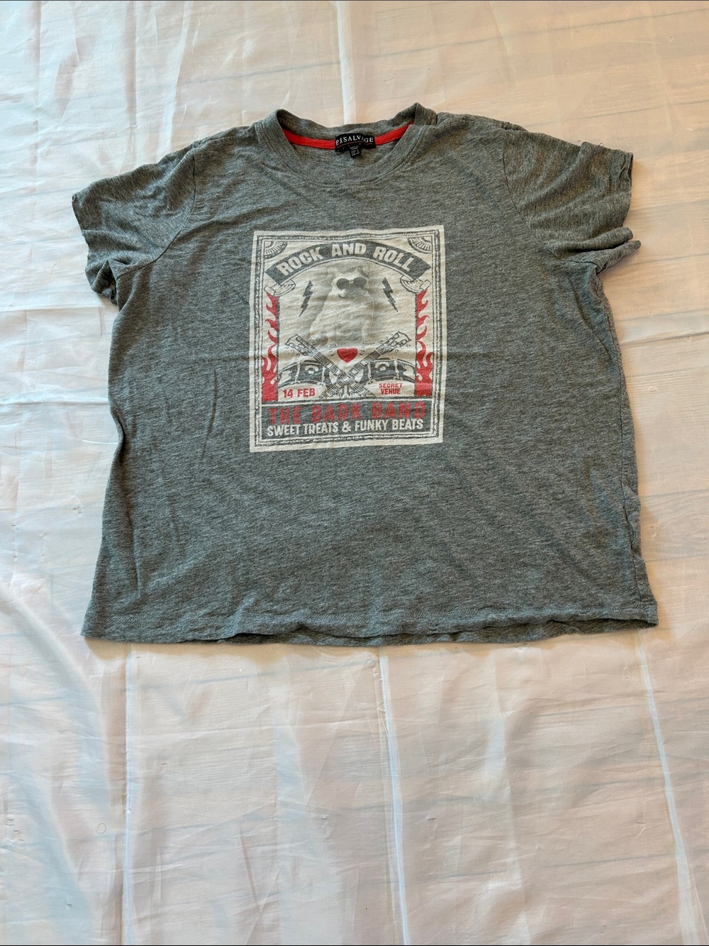 Vintage P.J. Salvage Gray Tee with Coral Trim